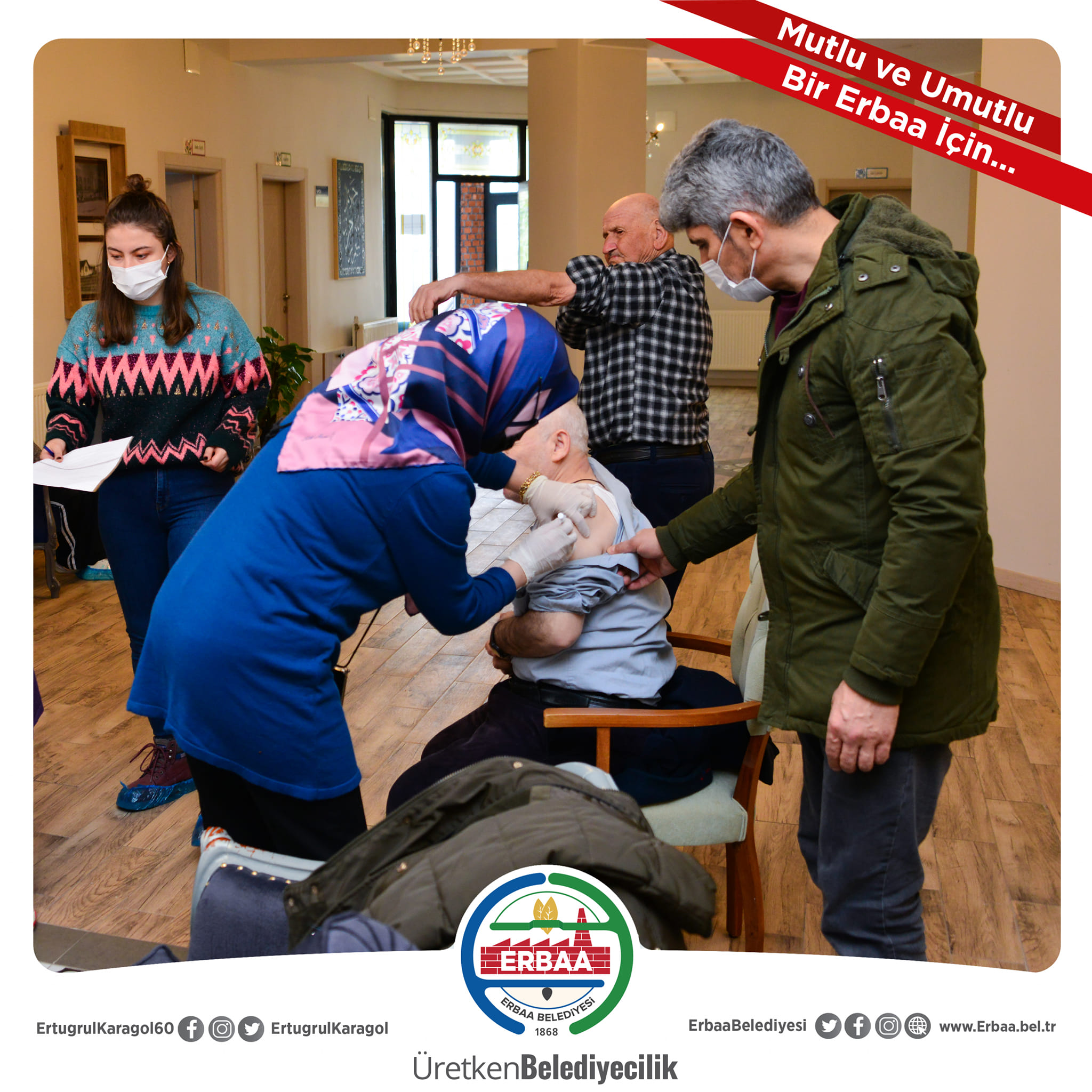 Ali Özgül Konukevimizde kalan misafirlerimiz ve personelimizin Covid-19’a karşı korunmaları amacıyla İlçe Sağlık Müdürümüz Faruk Kalkan ve sağlık ekiplerinin ziyaretiyle hatırlatma dozu aşıları yapıldı.