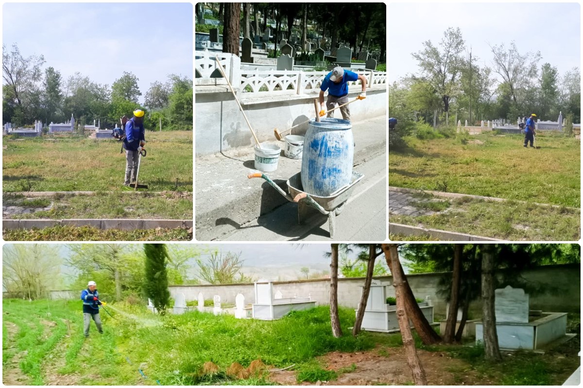 Ramazan Bayramı Öncesinde Mezarlıklarda Ayrıntılı Temizlik Çalışması Yapılıyor.